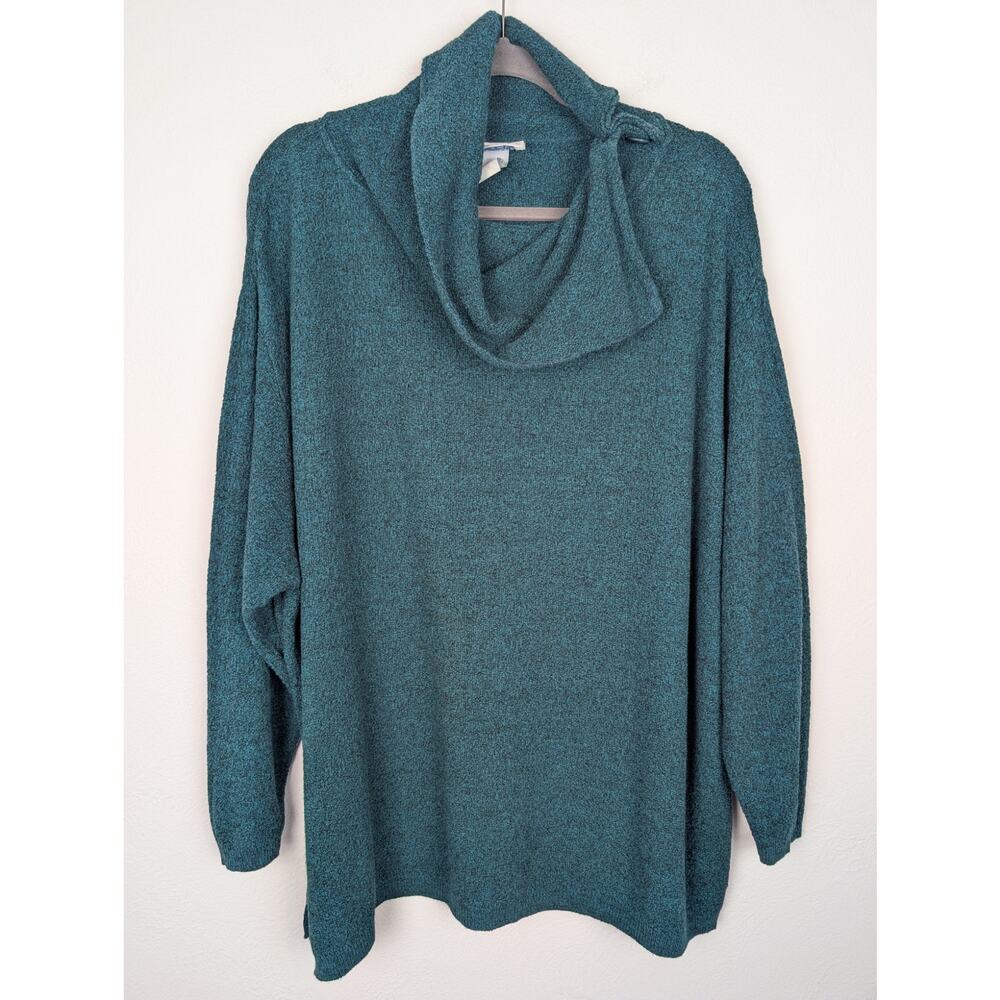 Stephanie Schuster Princess Knitwear Sweater Turtleneck Oversized Teal Size 2X